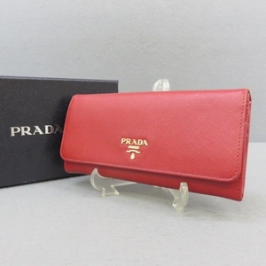 RKO409★PRADA/プラダ　パスケース付長財布 1MH132 赤 9/11★A