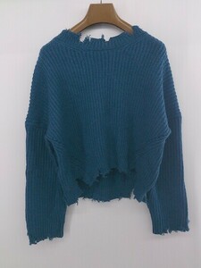 ◇ JEANASIS ジーナシス ダメージ 長袖 ニット セーター サイズF ブルー系 レディース P