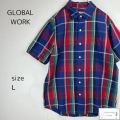 GLOBAL WORK グローバルワーク 古着 シャツ 半袖 レトロ リネン 綿