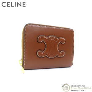 セリーヌ （CELINE） キュイル トリオンフ コンパクト ジップウォレット ラウンドファスナー 財布 10K53 タン（新品）