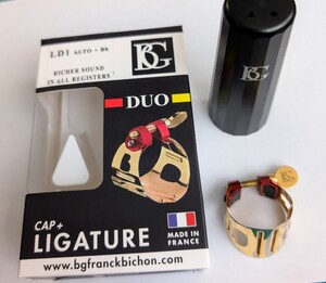 BGアルトサックス用リガチャーDUO LD1 GOLD PLATED 24金キャップ箱付き