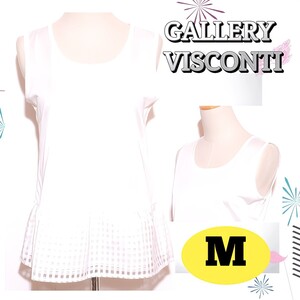 ★美品★GALLERY VISCONTI ギャラリービスコンティ トップス カットソー 一部レース サイズM ホワイト 送料無料 古着 レディース