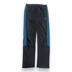 adidas アディダス ジャージ ボトムス パンツ スポーツウェア ストレッチ ワンポイントロゴ ラインパンツ グレー×ブルー L