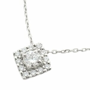 STAR JEWELRY スタージュエリー SQUARE HALO ネックレス PT950/ダイヤモンド0.10ct 0.04ct【いおき質店】