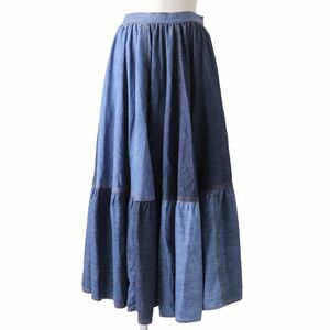 【ドンドン見直し】極美品◇ディオール 21SS 112J56A3941 パッチワークデザイン コットンデニム ミディスカート インディゴ 40 伊製