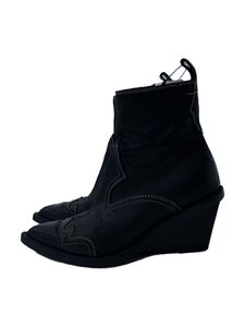 MM6◆BLACK COWBOY ANKLE BOOTS/ウェスタンブーツ/37/BLK/レザー