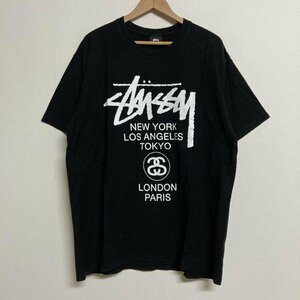 ステューシー コットン 両面ロゴプリント 半袖 クルーネックTシャツ L Tシャツ Tシャツ L 黒 / ブラック ロゴ、文字 X プリント