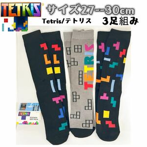 Tetris テトリス　メンズ　靴下　クルーソックス　3足組み　27-30cm