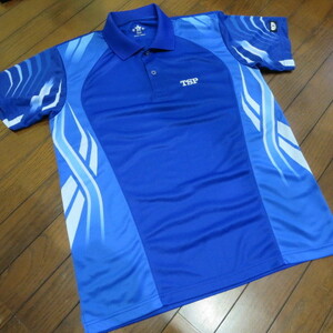 Lサイズ　卓球　ウエア　TSP（ヤマト卓球）　半袖ポロシャツ　ゲームシャツ　ブルー　男女兼用　JTTA 日本卓球協会公認　日本製