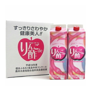 葉とらずりんご酢ジュース りんごde酢 1000ml 6本 2ケース 青森産 青研 お酢飲料 無添加 ジュース