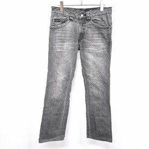 カルバンクライン ジーンズ Calvin Klein Jeans デニム フレアパンツ 若干ブーツカット ジーンズ 鹿革パッチ 綿100% 74.5 黒系 メンズ