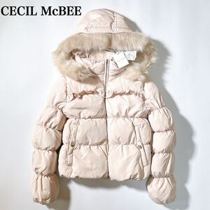 未使用 CECIL McBEE セシルマクビー ダウンジャケット ダウンコート フリル ベージュ M レディース C12515-87