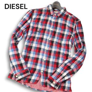 DIESEL ディーゼル 秋冬 ダブルガーゼ★ 長袖 ボタンダウン ワーク チェック シャツ Sz.L メンズ　I4T04305_C#B