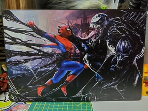 スパイダーマンvsヴェノム★レトロブリキ看板★ヴィンテージメタルサインボード★アメコミグッズ★アメリカン海外雑貨★ガレージや自室に★