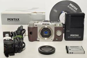 【レアな極上品】 PENTAX ミラーレス一眼 Q10 ボディ シルバー/ブラウン002 Q10 BODY SL/BR　#7596