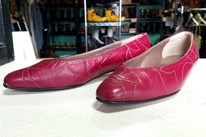 338◆スイス製 バリー BALLY of Switzerland フラットシューズ 5 1/2E ワインレッド レディース 革靴 USED 中古 FrogShop