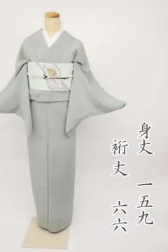 小紋＊袷 水玉模様 ドット 普段着物 灰青色 正絹 街着やお稽古着に＊1KG5