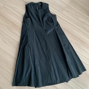 新品　ジルサンダーJILSANDER NAVY　ワンピース 濃紺　光沢　ノースリーブ クルーネック ネイビー 