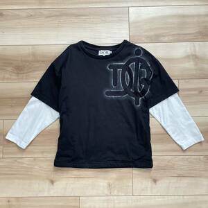 【送料無料】【22AW】Baby Dior ベビー ディオール ロゴ レイヤード L/S Tシャツ 黒×白 6 キッズ ロンT カットソー トップス