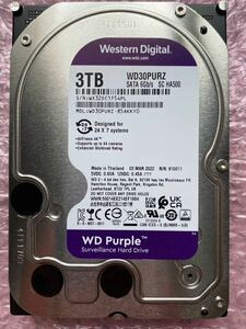 Western Digital SATA HDD 3TB purple WD30PURZ 使用時間6H