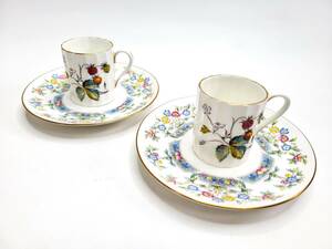 【送料無料・長期保管品】Royal Worcester　ENGLAND Strawberry Fair ロイヤルウースター　デミタスカップ&ソーサー　ペアセット