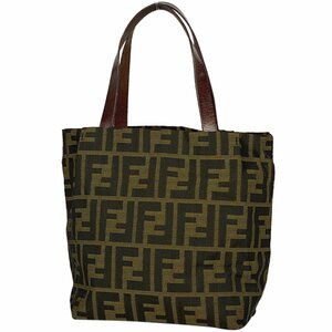 フェンディ FENDI ズッカ柄 ハンドバッグ 手提げ ハンドバッグ ナイロン ブラウン レディース 【中古】