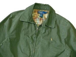 POLO RALPH LAUREN　スイングトップ　色：カーキ系　SIZE:M　裏地チェック　ポロ　ラルフローレン　ブルゾン　TALONジップ　タロンジッパー