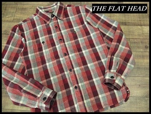 送無 定価22,000円 THE FLAT HEAD フラットヘッド HN-72W 長袖 ヘビーネル ヘビー フランネル チェック ワーク シャツ ネルシャツ 赤 38/M