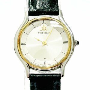 【1円スタート】【箱付き】SEIKO セイコー 8420-0150 クレドール 18Kベゼル SS シルバー文字盤 クオーツ レディース腕時計 ジャンク 340233