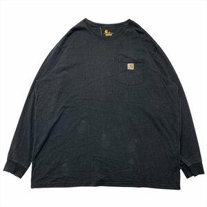 カーハート Tシャツ 長袖 ブラック carhartt 古着 メンズ 3XL アメカジ ストリート シンプル クリーニング済み