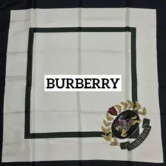 ★BURBERRY★ スカーフ 大判 エンブレム レトロ シルク ネイビー