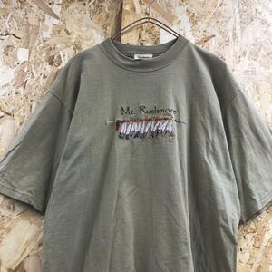 メキシコ　刺繍ロゴ　半袖Tシャツ　メンズL カーキ　g1