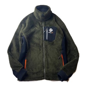 ストリート! 90s 00s RLX Ralph Lauren ラルフローレン ジップ ボア フリースジャケット カーキグリーン ブラック 緑 黒 メンズ 古着 希少