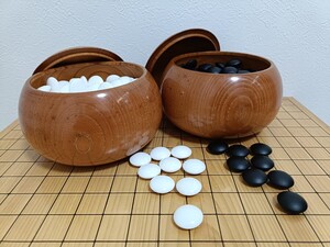 ☆彡美品◇日向特製 本蛤碁石 ３５号『雪印』★欅特大碁笥セット