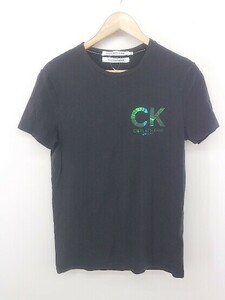 ◇ Calvin Klein Jeans カルバン クライン ジーンズ ロゴ 半袖 Tシャツ カットソー サイズS ブラック マルチ レディース E