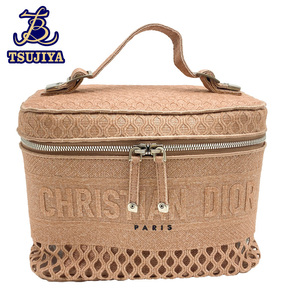 ◆大幅値下げ！◆ChristianDior クリスチャンディオール　バニティ　ハンドバッグ　ピンクベージュ　キャンバス　中古AB【辻屋質店B2251】