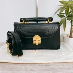 MARNI マルニ レザー　 ジュリエット　2WAY ターンロック 　黒　レザー