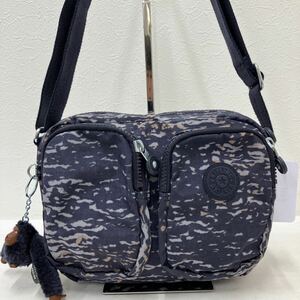 □41−1248 Kipling キプリング レディース ショルダーバッグ 斜めがけバッグ チャーム付き ネイビー系 シンプル カジュアル 軽量 小さめ