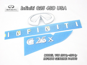 スカイラインV36セダン【INFINITI】インフィニティG25x純正USエンブレム-リア3点セット/USDM北米仕様4輪駆動4WD米国250GT-FOUR海外USA