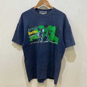 GOOD ENOUGH グッドイナフ 90～00s UK Graphic print Tee 半袖プリントTシャツ 古着 ネイビー Lサイズ 700345