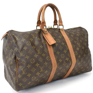 1円 ◆LOUIS VUITTON ルイヴィトン ボストンバッグ トラベル 旅行鞄 キーポル45 M41428 モノグラム ブラウン◆E.Bupr.tI-10