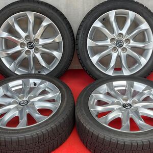 バリ溝。MAZDAマツダ純正 BM系 アクセラ18インチ×7J＋50 PCD 114.3x5H NANKANG 215/50R18スタッドレス4本。19年式タイヤ。CX-3他等にも。