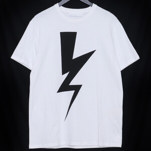 NEIL BARRETT ABSTRACTED BOLT TEE W THUNDER Sサイズ ホワイト PBJT198D-E513S ニールバレット サンダーボルトTシャツ 半袖カットソー