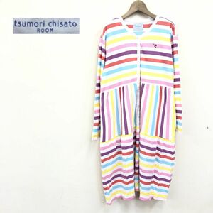 1K1268-J-S◆tsumori chisato ROOM ツモリチサトルーム ルームワンピース◆サイズL ボーダー カラフル レディース ルームウェア 総柄