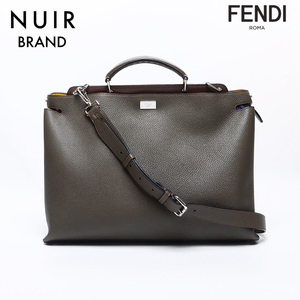 フェンディ FENDI ショルダーバッグ 2way レザー ピーカブー ラージ ブラウン