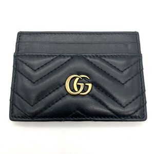 グッチ GUCCI GGマーモント カードケース 443127 ブラック ゴールド金具