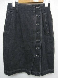 DGRACE JEANS/ディグレース デニムスカート 巻きスカートデザイン ひざ丈台形スカート ダークグレー Sサイズ ■L27561SSA24-10