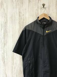 656☆【ゴルフウェア ハーフジップ ウィンドブレーカー】NIKE GOLF ナイキ ピステ L 黒 グレー