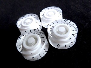 ★Speed knob／スピードノブ White/ホワイト/白◆コントロール・ノブ ４個SET ミリサイズ／Gibson レスポールなどに