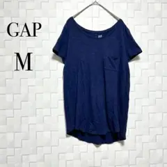 GAP 薄手 半袖 Tシャツ Mワンカラー ネイビー コットン100%